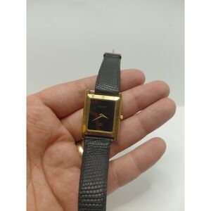 Gucci 4200 M Rectangle Black Dial Gold Plated Swiss Movement Watch